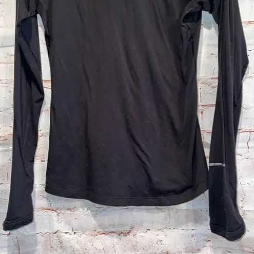 Nike  Shirt Women XS Black White Long Sleeve 1/4 Zip Dri Fit Activewear Pullover