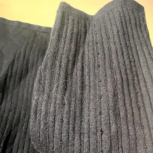 Philippe Adec Paris Womens Beaded Black Silk Cashmere Blend Sweater Size Large