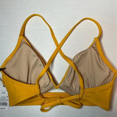 Shade & Shore  Mustard Yellow Longline Cut Out Bikini Top Size 34D New!