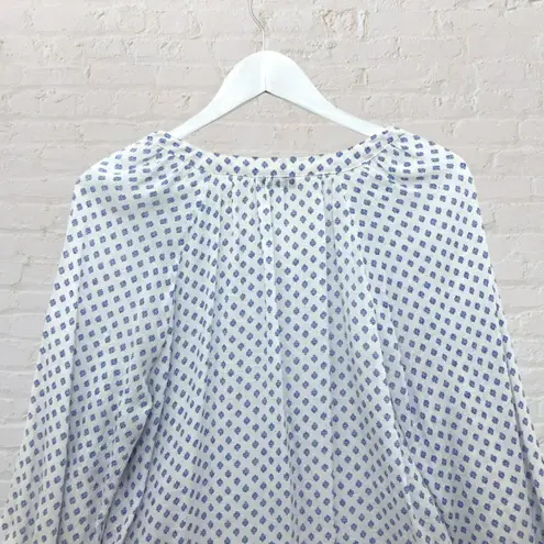 Counterparts Blue White Crochet Blouse Size M
