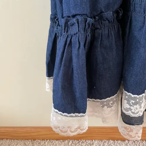 Gunne Sax 70s vintage calico denim midi prairie dress