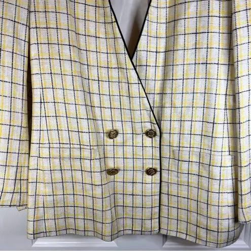 Kasper  Yellow Checkered Houndstooth Double Breasted Size 8