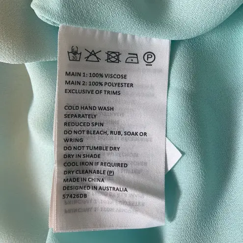 Bardot Satin Backless Slip Dress Evening Gown Blue Size 12 One Shoulder Formal