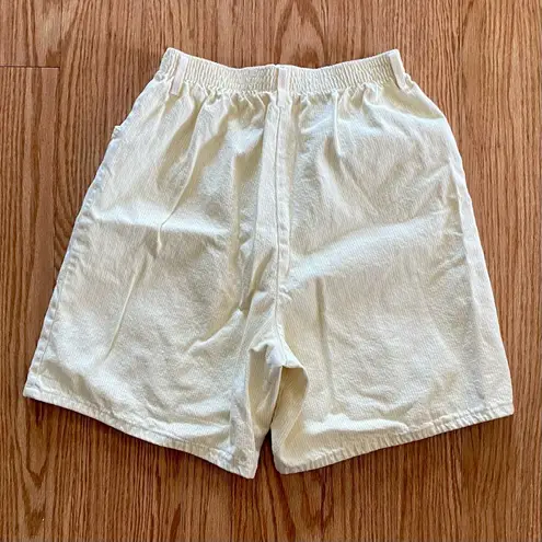 Chic Vintage Yellow Stripe Long Baggy Shorts Womens 12 White