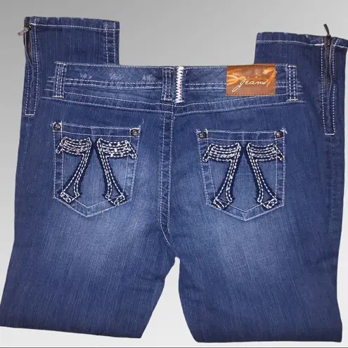 Seven 7 blue jeans with zipper at leg hem