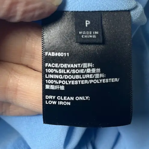 Balletcore Silk V Neck Camisole Blue Minimalist Lafayette 148 New York Petite Size undefined