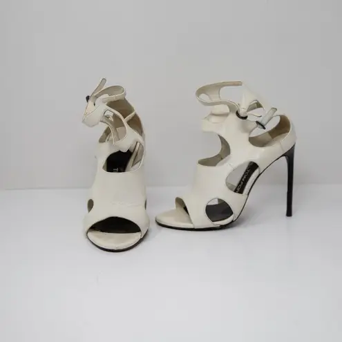 Tom Ford Genuine Leather Cut out Open Toe High Heels Sandals Shoes White 6.5