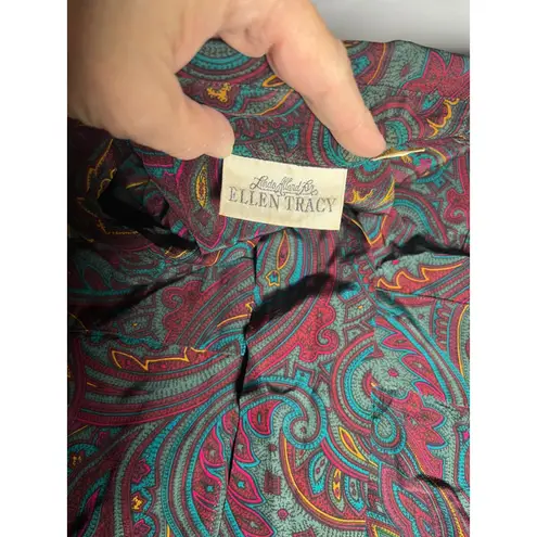 Ellen Tracy Vintage Silk Paisley Blouse Linda Allard Drop Shoulder 80s 90s