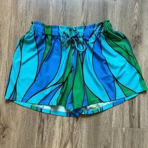 Julie Brown Blue and Green Paperbag Shorts Size S