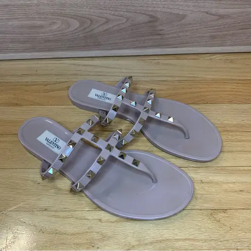 Valentino Garavani Women's Rockstud Flat Rubber Sandals - Size 38 - DAMAGED