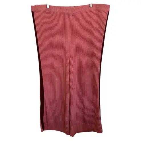 Eloquii Pink Ribbed Side Striped Crop Wide Leg Sweater Pants Size 26/28