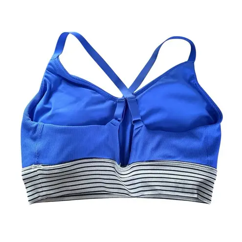 Aerie Offline by  Sz XL Blue & Stripe Ribbed Scoop Sports Bra Stretch Padded