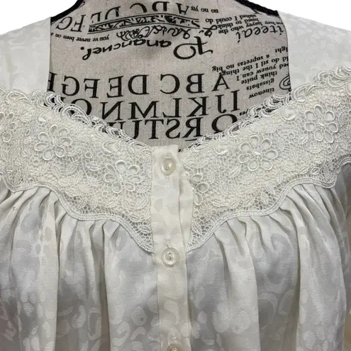 Oscar de la Renta Women’s Size M Ivory Lace Trim Long Nightgown