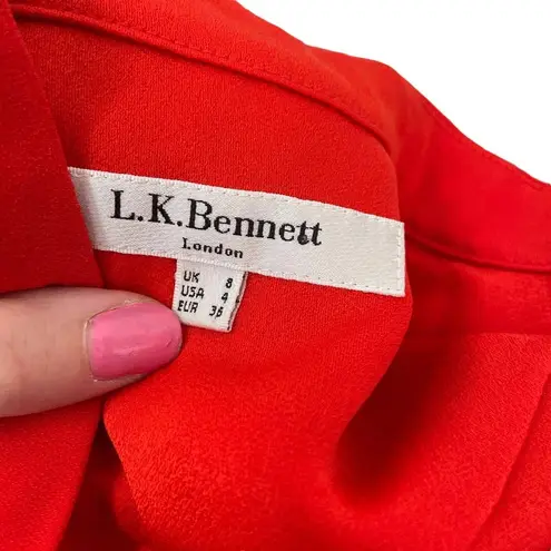 LK Bennett L.K. Bennett Vesta V Neck Top in Cardinal Red Size US 4
