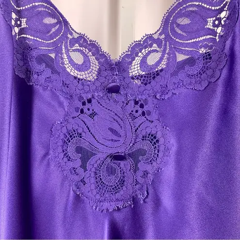 Vintage Inner Most Large Jewel Tone Lace Deep Purple Satiny Silky Slip Dress