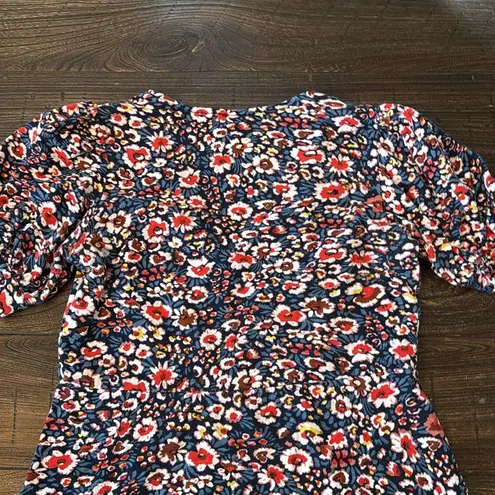 Boden USA Boden Knit Floral V-Neck Dress Puff Sleeves Multicolor Size 6