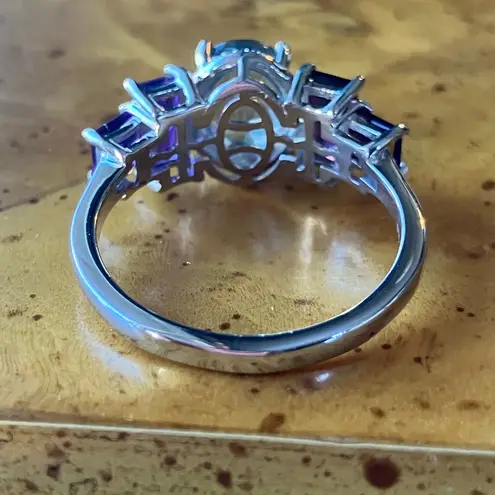 Teal Color Changing Fluorite African Amethyst Art Deco Ring Size 9 Purple