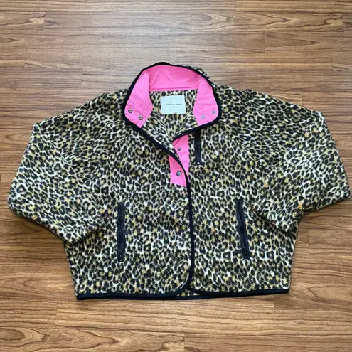 American Eagle Leopard Print Fleece Lined Sherpa Jacket Snap