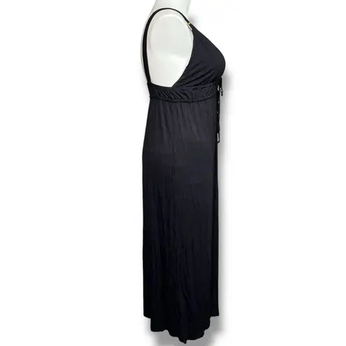 Tropical Escape Tropical Escapes Womens Maxi Dress Swimsuit Coverup Grecian Style Black Large