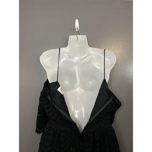 Vintage Kappi Dress Womens Small Black Lace Peplum Midi Cocktail Made USA 80s