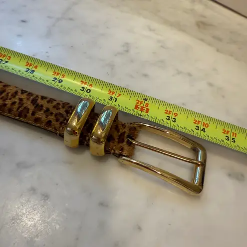 WCM Leopard Print Belt Genuine Calfskin Leather Gold Buckle Small Brown