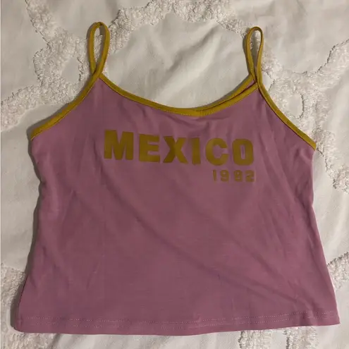 Pink Cami Tank with Yellow Hem Size M