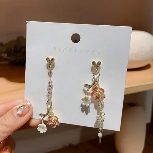 Flower Dangle Drop Earrings for Women Gold