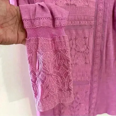 Soft Surroundings  Alta Mara Lace Embroidered Top Womens‎ Sz XS Pink