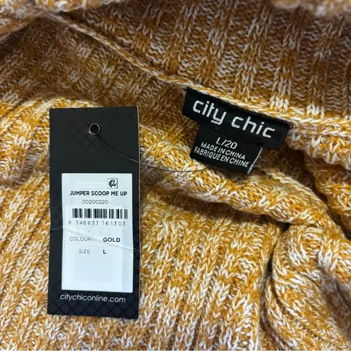 City Chic NWT Yellow Gold Plus Scoop Me Up Off The Shoulder Sweater - Large/20