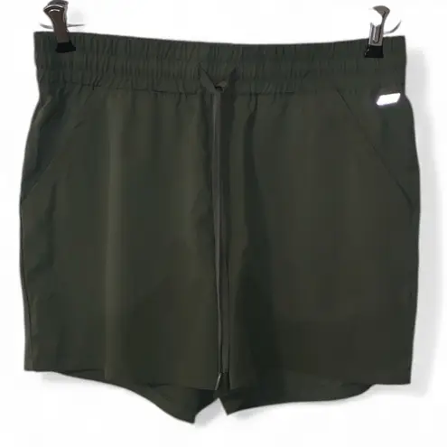 Amazon  Collection Olive Green Athletic Shorts With Pockets Elastic Waist  - Image 1