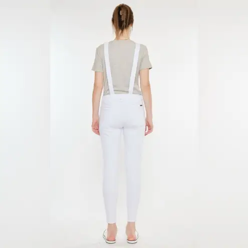 KanCan Women’s White Distressed Adjustable Stretch Overalls Size Medium