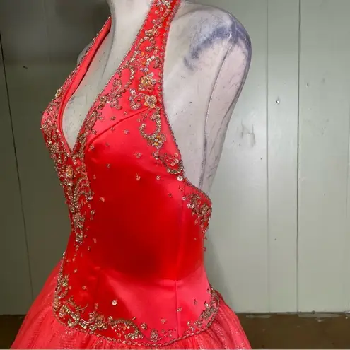 Tiffany Designs Princess Beaded Tulle Halter Prom Quinceanera Gown 8