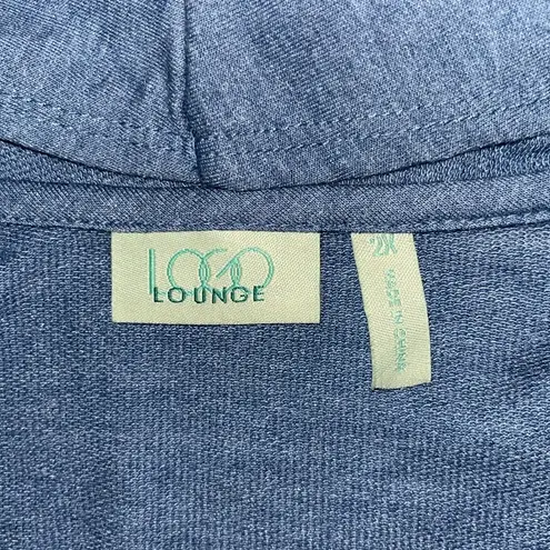 LOGO By Lori Goldstein LOGO Lounge Sz 2X Blue - Swiss Dot Chiffon Trim Open Front Knit Cardigan Jacket