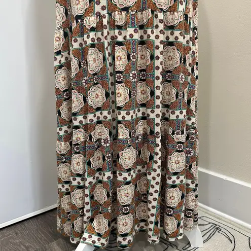 Voom by Joy Han Vintage 00s Tiered Maxi Skirt Strapless Dress Geometric Mod Boho Orange Size XS