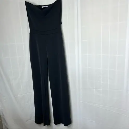 Wasabi + Mint Take A Minute Wide Leg Strapless Jumpsuit in Black small