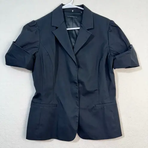 Elie Tahari Snap Button Closure Notched Lapel Collar Size Medium Black Blazer