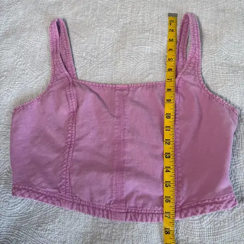 Pilcro Anthropologie Corset Tank Top Womens Large Purple Lilac Cropped Shirt