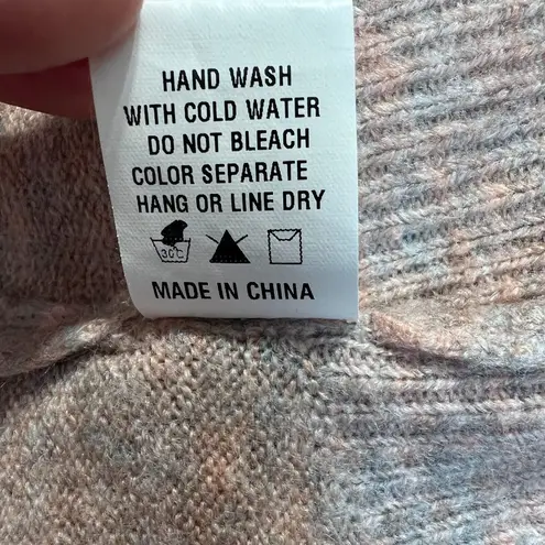 Dreamers Sweater Small Gray Pink Mock Neck Long Sleeve Knit Relaxed Fit