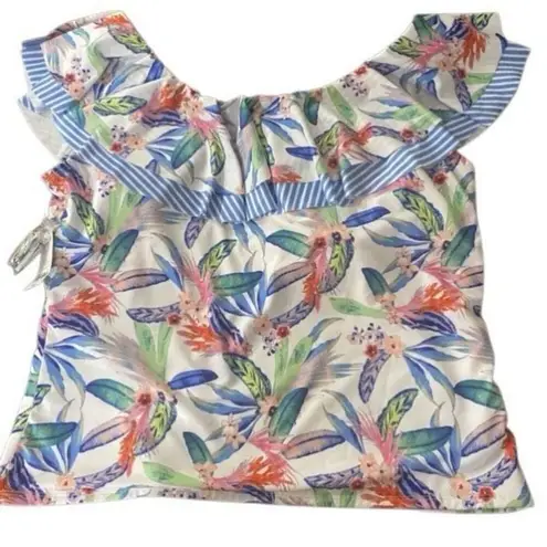 Outdoor Oasis 2XL Off Shoulder Floral Swim Top NWT Blue Size undefined