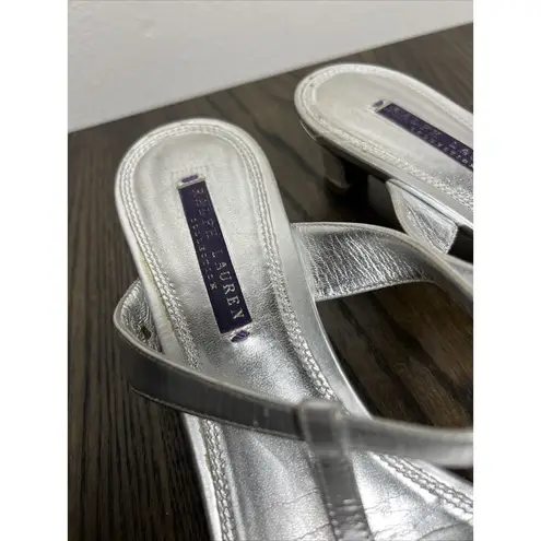 Ralph Lauren Collection Purple Label Silver Open For Sandals Kitten Heel Size 10