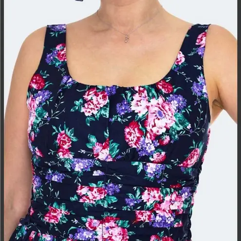 Voodoo Vixen NAVY FLORAL FLARE DRESS Blue Size L