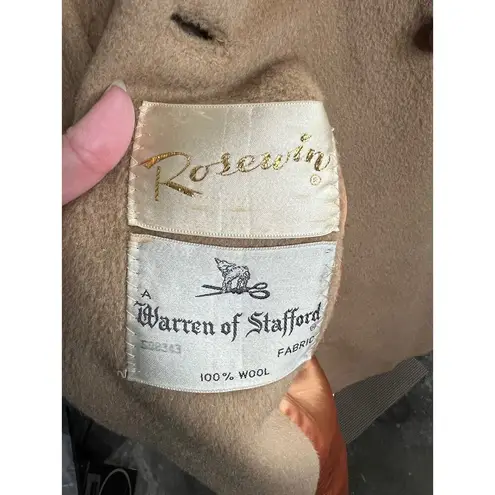 Rosewin wool coat overcoat vintage 60s long union made camel double breasted Tan Size XL