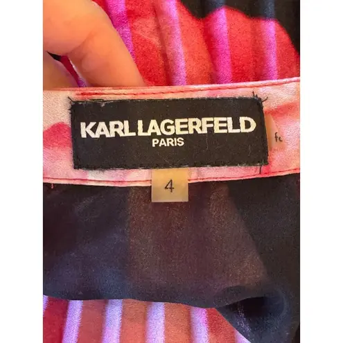 Karl Lagerfeld Skirt Women 4 Pink Floral Print Accordion Pleated Boho Cottage