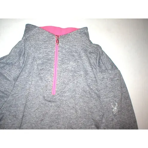 Spyder NWT Womens New 14 Top Long Sleeve Heather Black White Bright Pink Zip Che