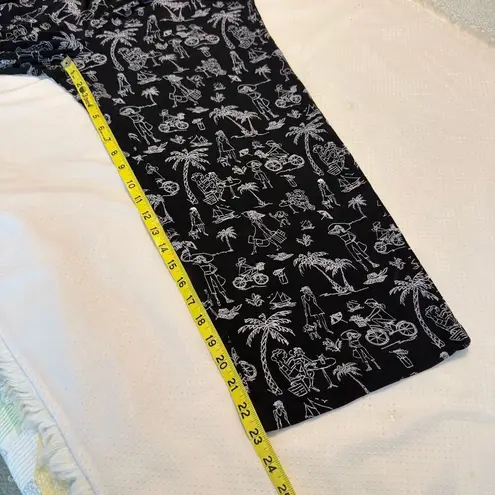 Coldwater Creek Vacation Print Pull On Pants Petite Medium Black White Travel