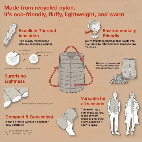 MUJI Collarless Down Vest Packable Lightweight Anti
