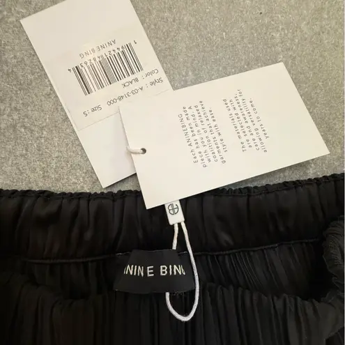 ANINE BING Black Billie Plissé Pleated Trousers Women’s Size Small NWT