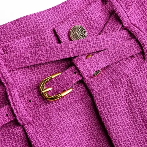 Cider High Waist Wide Leg Tweed Purple Trouser Pants Sz L