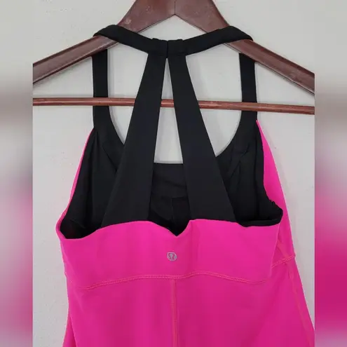 Lululemon  Scoop Me Up II Racer Back Tank Top Raspberry Pink and Black 6