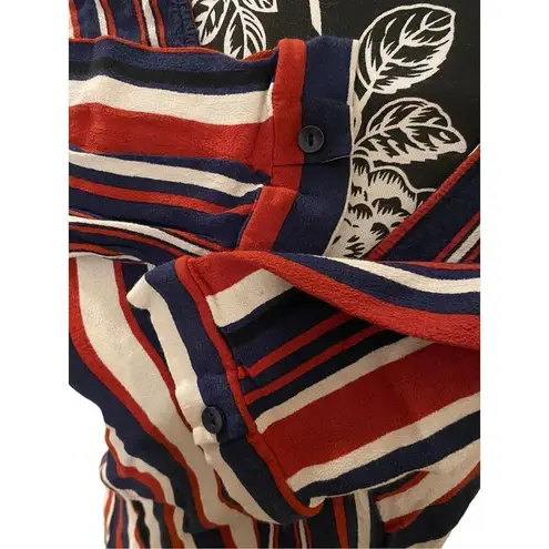 ZARA  Basic Cropped Striped Blouse Side Tie Beach Coastal Crop Top Patriotic